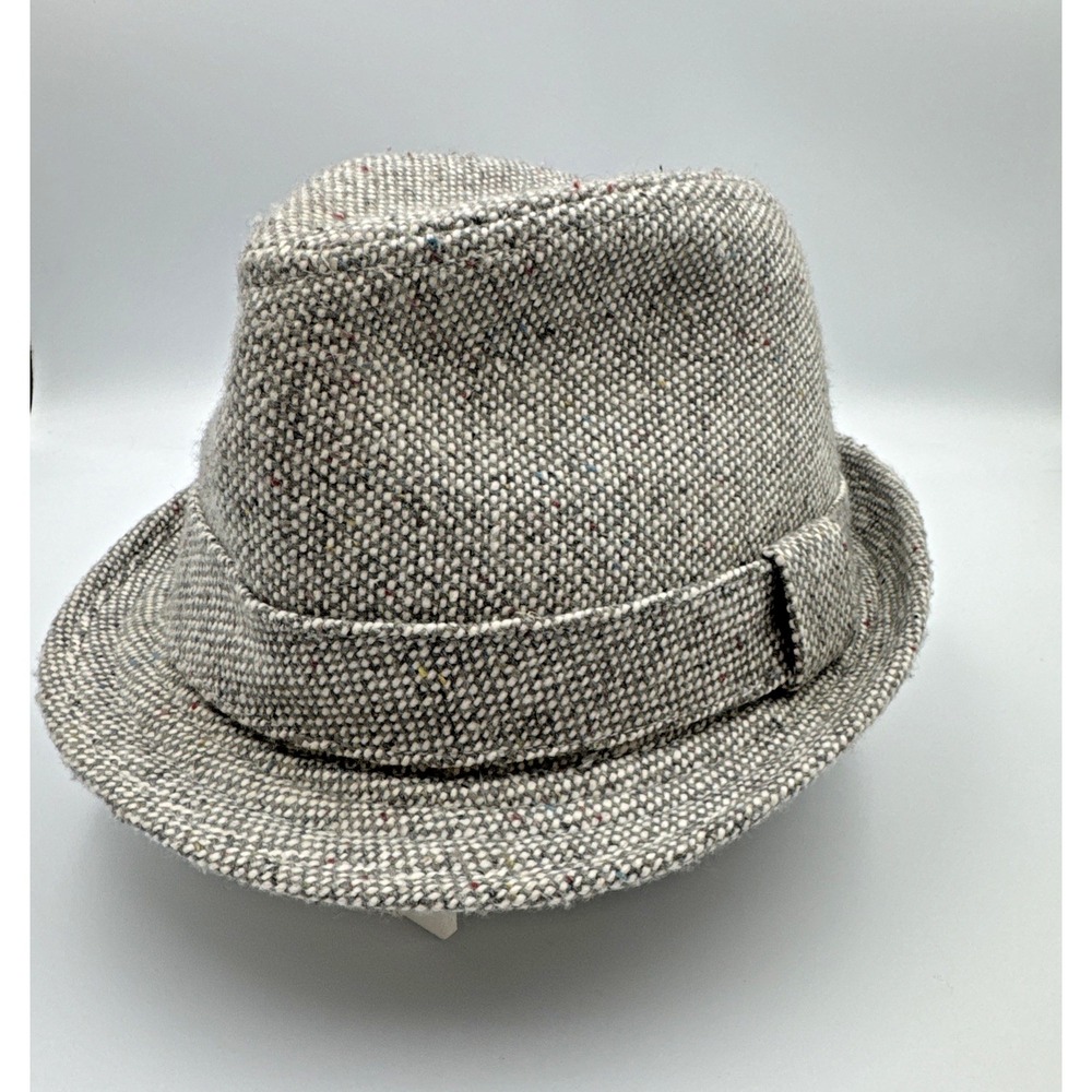 Vintage London Fog USA Men's   S/M Gray Tweed Wool Fedora Center Dent Hat